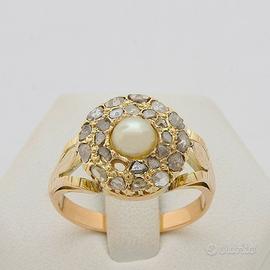 Anello vintage in oro rosa 18 kt diamanti grezzi