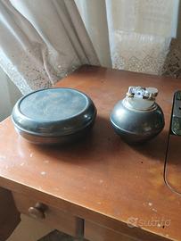 scatola e accendino da tavolo  silverplated