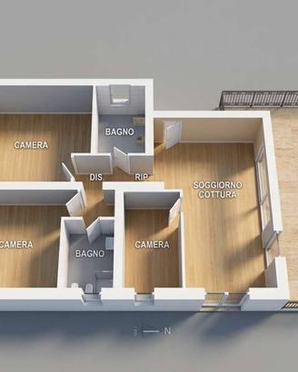 Appartamento di 160 m² con 4 locali e box auto a R