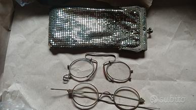 Oggetti vintage borsello e occhiali