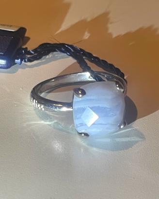 18 - Anello Bliss Argento Agata azzurra