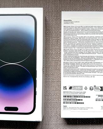 Scatola originale per iPhone 14 Pro con accessori