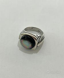 Anello argento 925 madreperla nera mis. 22 Nuovo