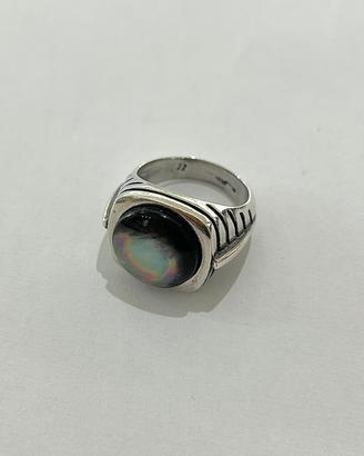 Anello argento 925 madreperla nera mis. 22 Nuovo