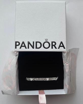Bracciale Pandora Catena Maglia Cubana con Cuori A