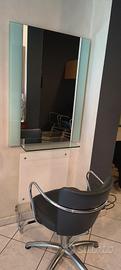 specchio più poltrona da parrucchiera 