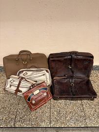 Set di valigie e borse vintage in pelle