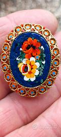 Splendida spilla vintage in autentico micromosaico