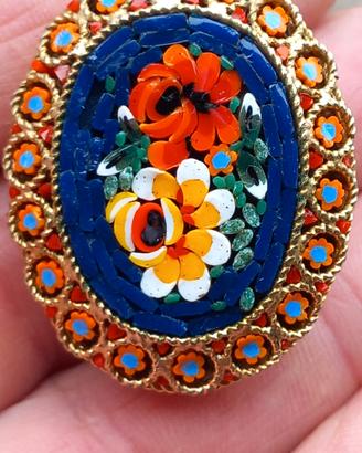 Splendida spilla vintage in autentico micromosaico