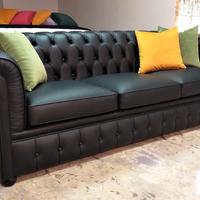Divano Chesterfield 3 posti pelle nera su misura