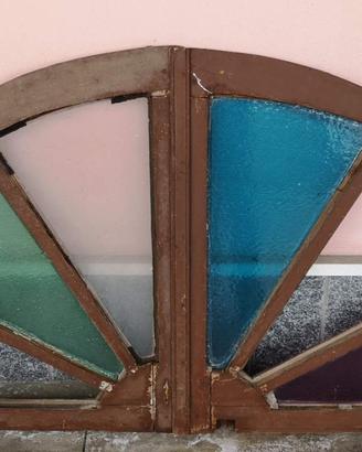 Antica Mezzaluna vetrata in legno primi '900