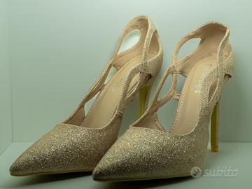 Décolleté donna oro rosato glitter