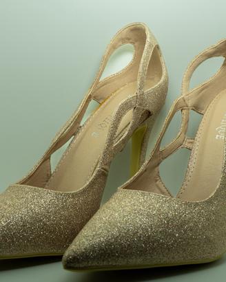 Décolleté donna oro rosato glitter