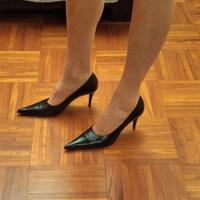 scarpa decolletè nera donna 41 tacco 8 cm pelle