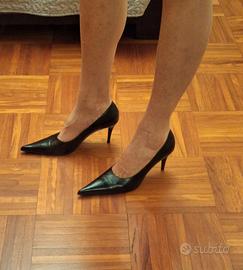 scarpa decolletè nera donna 41 tacco 8 cm pelle