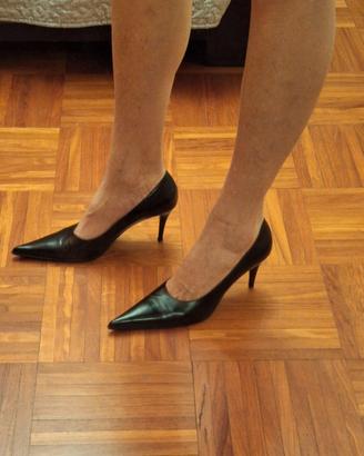 scarpa decolletè nera donna 41 tacco 8 cm pelle