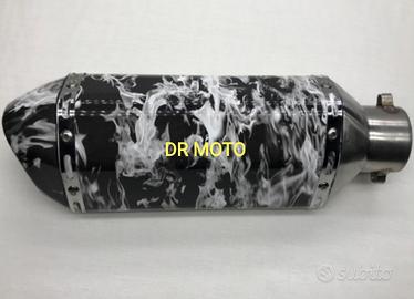 Scarico moto universale 36 cm nero-bianco cod17.23