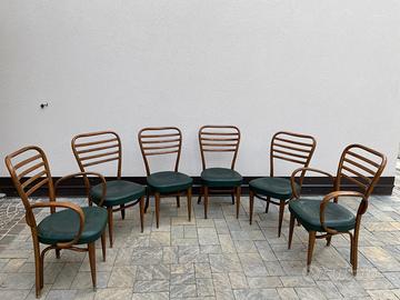 Set 4 sedie e 2 poltrone A. Gorgone anni 50