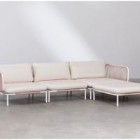 Divano componibile Roubly con pouf beige chiaro