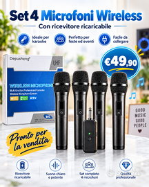 Set 4 Microfoni Wireless