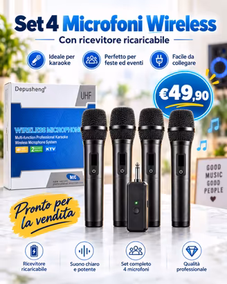 Set 4 Microfoni Wireless