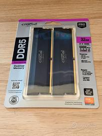 RAM DDR5 Crucial Pro 32GB (2×16GB) 6000 CL36 NUOVE