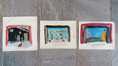 Tre antichi acquarelli bozzetti teatrali