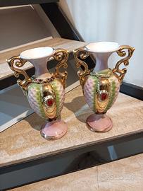 Coppia di antichi vasi in porcellana C.A.L. Lucca