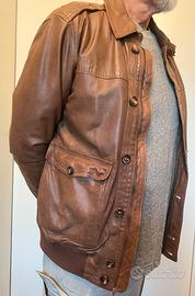 Giubbotto pelle marrone con tasche