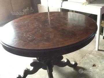 Tavolo rotondo con piano in radica