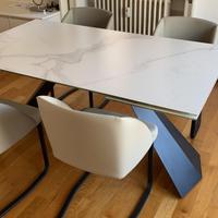 Set 4 sedie sala da pranzo - Pelle, grigio tortora