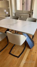 Set 4 sedie sala da pranzo - Pelle, grigio tortora