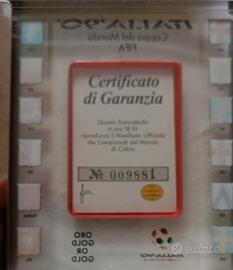 Francobollo in oro 18k numerato Italia 90