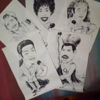 Caricature Cantanti Famosi su carta