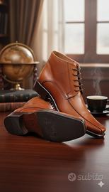 Scarpe eleganti vero cuoio 44 cammello marrone