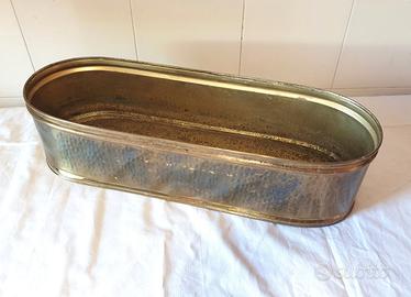 Fioriera portavasi ovale vintage anni '70 ottone