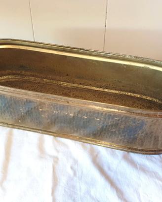 Fioriera portavasi ovale vintage anni '70 ottone