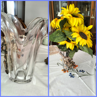 Vaso cristallo molato e argento 800