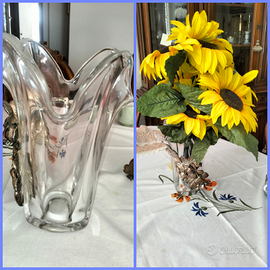 Vaso cristallo molato e argento 800