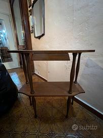 Tavolino vintage in legno a 2 ripiani