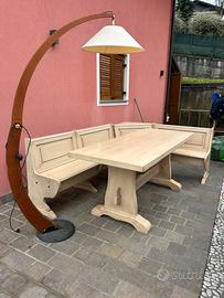 Tavolo con giropanca in legno massello