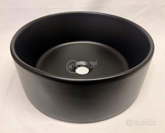 Lavabo rotondo ceramica nero opaco + miscelatore