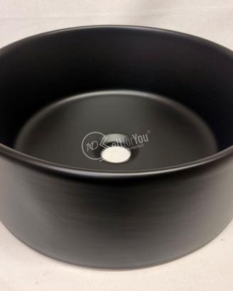 Lavabo rotondo ceramica nero opaco + miscelatore