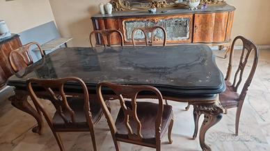 tavolo con sedie più credenza 