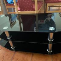 Porta tv in vetro nero