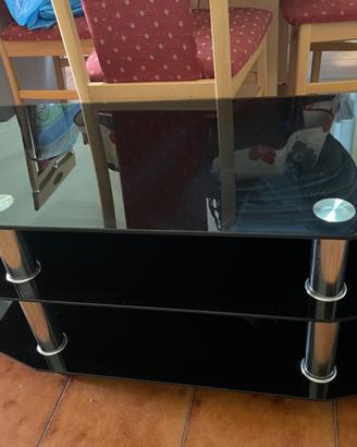 Porta tv in vetro nero