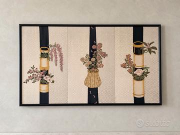 Quadro batik giapponese in seta cornice nera