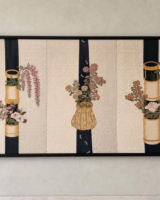 Quadro batik giapponese in seta cornice nera