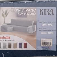 copridivano 4 posti con penisola nuovo blu 