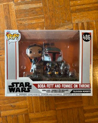 Funko pop boba fett and fennec on throne